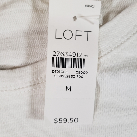 NWT LOFT White 3/4 Sleeve with Navy Blue Embroidered Stars Sweatshirt Size M - Picture 5 of 8